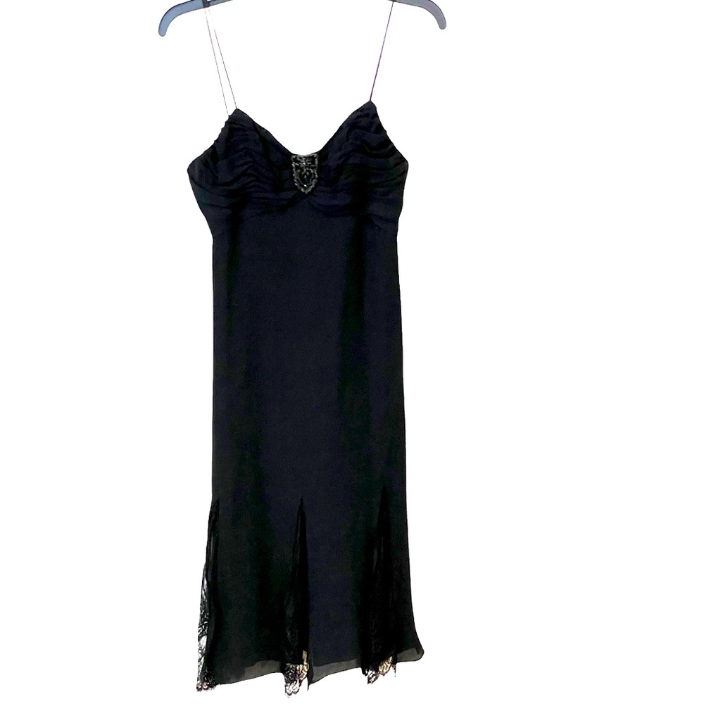 Badgley Mischka lace paneled jeweled dress